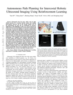 Autonomous Path Planning for Intercostal Robotic Ultrasound Imaging
  Using Reinforcement Learning