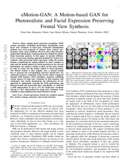 eMotion-GAN: A Motion-based GAN for Photorealistic and Facial Expression
  Preserving Frontal View Synthesis