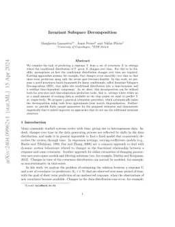 Invariant Subspace Decomposition