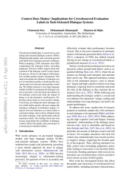 Context Does Matter: Implications for Crowdsourced Evaluation Labels in
  Task-Oriented Dialogue Systems