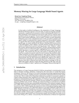 Memory Sharing for Large Language Model based Agents