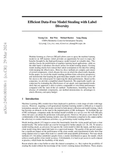 Efficient Data-Free Model Stealing with Label Diversity