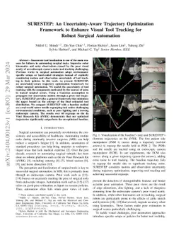 SURESTEP: An Uncertainty-Aware Trajectory Optimization Framework to
  Enhance Visual Tool Tracking for Robust Surgical Automation