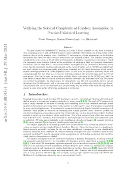 Verifying the Selected Completely at Random Assumption in
  Positive-Unlabeled Learning