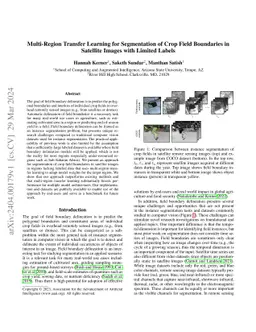 Multi-Region Transfer Learning for Segmentation of Crop Field Boundaries
  in Satellite Images with Limited Labels