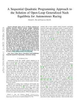 A Sequential Quadratic Programming Approach to the Solution of Open-Loop
  Generalized Nash Equilibria for Autonomous Racing