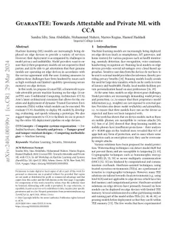 GuaranTEE: Towards Attestable and Private ML with CCA