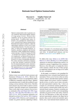 Rationale-based Opinion Summarization