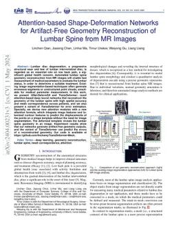 Attention-based Shape-Deformation Networks for Artifact-Free Geometry
  Reconstruction of Lumbar Spine from MR Images