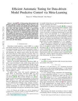 Efficient Automatic Tuning for Data-driven Model Predictive Control via
  Meta-Learning