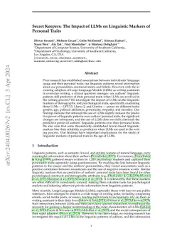 Secret Keepers: The Impact of LLMs on Linguistic Markers of Personal
  Traits