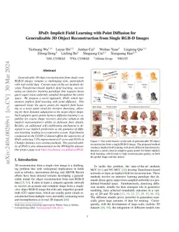 IPoD: Implicit Field Learning with Point Diffusion for Generalizable 3D
  Object Reconstruction from Single RGB-D Images