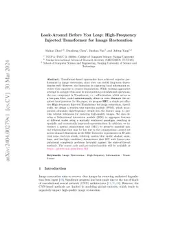 Look-Around Before You Leap: High-Frequency Injected Transformer for
  Image Restoration