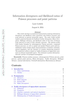 Information divergences and likelihood ratios of Poisson processes and
  point patterns
