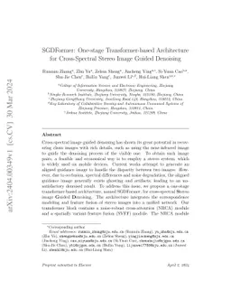 SGDFormer: One-stage Transformer-based Architecture for Cross-Spectral
  Stereo Image Guided Denoising