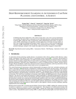 Deep Reinforcement Learning in Autonomous Car Path Planning and Control:
  A Survey
