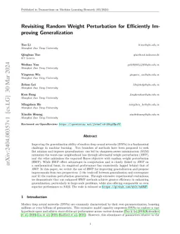 Revisiting Random Weight Perturbation for Efficiently Improving
  Generalization