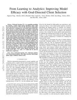 From Learning to Analytics: Improving Model Efficacy with Goal-Directed
  Client Selection