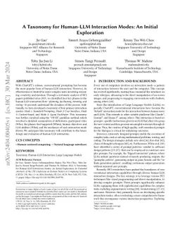A Taxonomy for Human-LLM Interaction Modes: An Initial Exploration