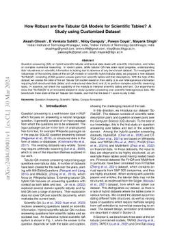 How Robust are the Tabular QA Models for Scientific Tables? A Study
  using Customized Dataset
