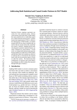 Addressing Both Statistical and Causal Gender Fairness in NLP Models