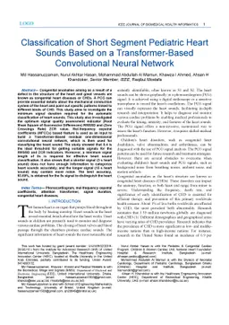 Classification of Short Segment Pediatric Heart Sounds Based on a
  Transformer-Based Convolutional Neural Network