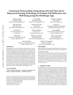 Contextual AI Journaling: Integrating LLM and Time Series Behavioral
  Sensing Technology to Promote Self-Reflection and Well-being using the
  MindScape App