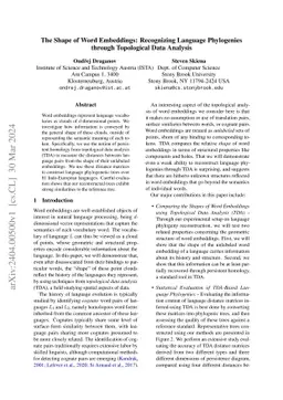 The Shape of Word Embeddings: Recognizing Language Phylogenies through
  Topological Data Analysis