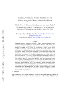 Unified, Verifiable Neural Simulators for Electromagnetic Wave Inverse
  Problems