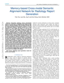Memory-based Cross-modal Semantic Alignment Network for Radiology Report
  Generation