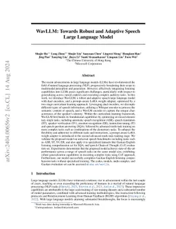 WavLLM: Towards Robust and Adaptive Speech Large Language Model