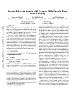Sponge: Inference Serving with Dynamic SLOs Using In-Place Vertical
  Scaling