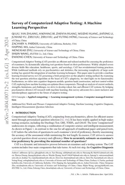 Survey of Computerized Adaptive Testing: A Machine Learning Perspective
