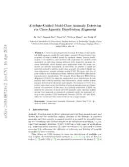 Absolute-Unified Multi-Class Anomaly Detection via Class-Agnostic
  Distribution Alignment