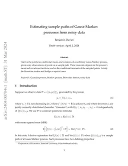 Estimating sample paths of Gauss-Markov processes from noisy data