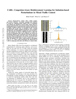 CARL: Congestion-Aware Reinforcement Learning for Imitation-based
  Perturbations in Mixed Traffic Control