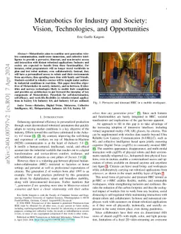 Metarobotics for Industry and Society: Vision, Technologies, and
  Opportunities