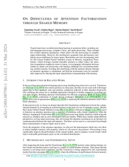 On Difficulties of Attention Factorization through Shared Memory