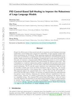 PID Control-Based Self-Healing to Improve the Robustness of Large
  Language Models