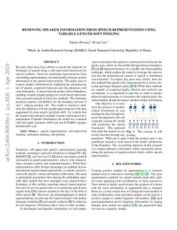 Removing Speaker Information from Speech Representation using
  Variable-Length Soft Pooling
