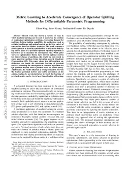 Metric Learning to Accelerate Convergence of Operator Splitting Methods
  for Differentiable Parametric Programming