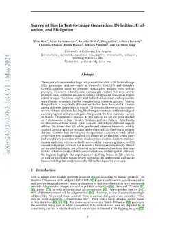 Survey of Bias In Text-to-Image Generation: Definition, Evaluation, and
  Mitigation