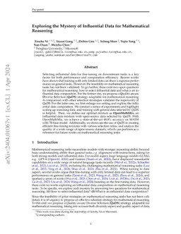 Exploring the Mystery of Influential Data for Mathematical Reasoning