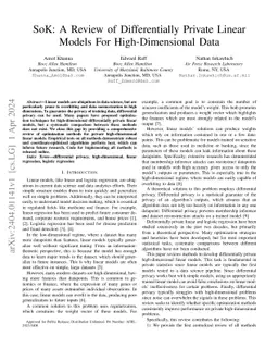 SoK: A Review of Differentially Private Linear Models For
  High-Dimensional Data