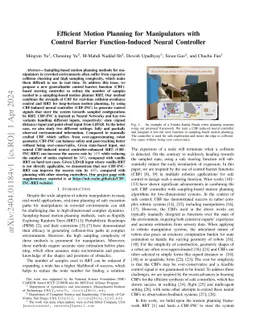 Efficient Motion Planning for Manipulators with Control Barrier
  Function-Induced Neural Controller