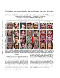 A Unified and Interpretable Emotion Representation and Expression
  Generation
