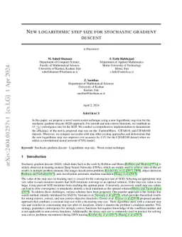 New logarithmic step size for stochastic gradient descent