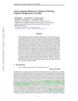 Large Language Models are Capable of Offering Cognitive Reappraisal, if
  Guided