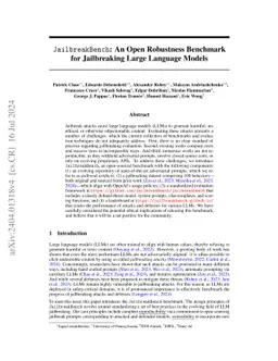 JailbreakBench: An Open Robustness Benchmark for Jailbreaking Large
  Language Models
