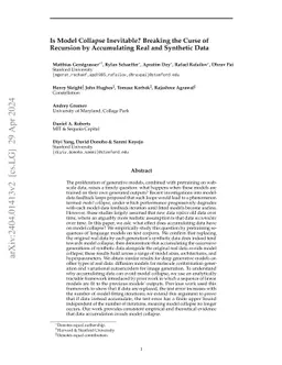 Is Model Collapse Inevitable? Breaking the Curse of Recursion by
  Accumulating Real and Synthetic Data